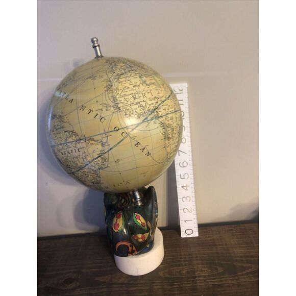 Stone Elephant World Globe on Painted on Marble Base Art Deco. Rare. Read - Picture 2 of 16
